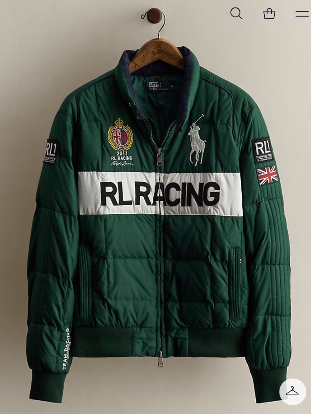 Ralph Lauren Vintage 2011 Racing Down Jacket XL